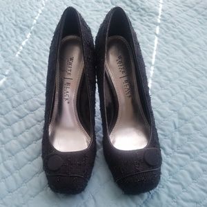 New! White House Black Market Black Tweed Heels 6M